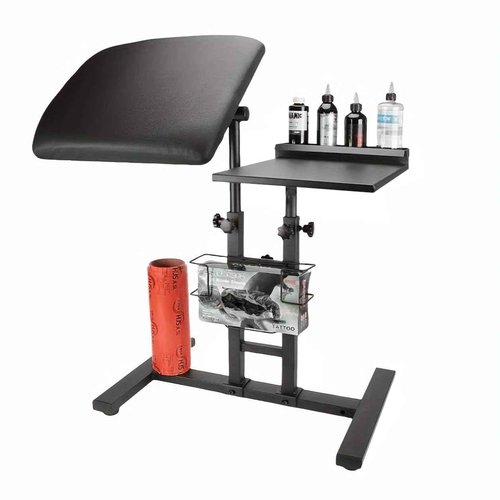 QUTUNI Tattoo Armrest with Tattoo Supplies Storage Board, Tattoo Workbench with Adjustable Height & Tilt, Portable Tattoo Bracket for Tattoo Studio Salon