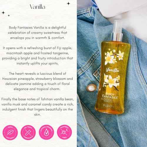 Body Fantasies Fragrance Body Spray, Vanilla, 8 Ounce