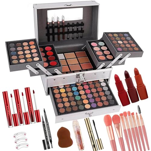 132 Color All- In- One Makeup For Women Full Kit,Professional Makeup Kit,Makeup Gift Set for Women,Girls&Teens,Include eyeshadow/lipstick/concealer/Lip Gloss/Eyeliner/Mascara£¨006N2-Silver£©