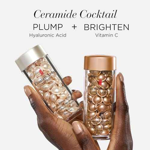 Elizabeth Arden Vitamin C Serum with Ceramides, Anti Aging Radiance Renewal Ceramide Serum, Brightens Skin, Minimizes Dark Spots, and Enhances Skin Tones, Fragrance Free, 60 Capsules, 0.95 oz