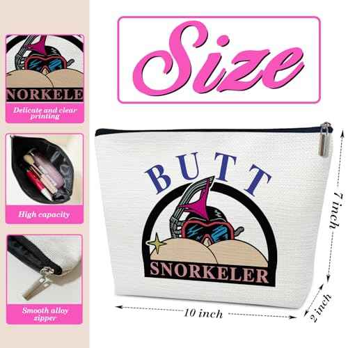 Funny BUTT Snorkeler Makeup Bag, Funny Relaxation Gifts for Women, Cute Cosmetic Bag, Birthday Gifts for Women Friends Besties
