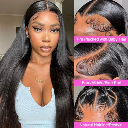 Eediere Straight Lace Front Wigs Human Hair 200 Density 13x4 Lace Front Wigs Glueless Wigs for Women 22 Inch