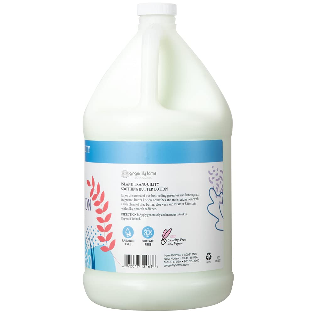 Ginger Lily Farms Botanicals Body Wash + Hand Soap + Butter Lotion Bundle, Island Tranquility, 1 Gallon Each