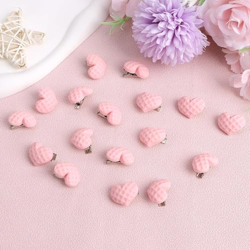 20 Pcs Mini Heart Hair Clips - Cute Pink Hair Pins for Women Girls, Small Barrettes for Bride Wedding Birthday Hair Decoration