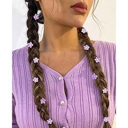 Wecoe 20 Pcs Decorative Hair Accessories - Small Purple Lily Hair Clips, Cute Mini Flowers for Girls, Toddlers, Women, Wedding