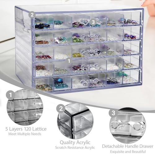 5 Tier 120Lattice nail Organizers and Storage Clear Acrylic Nail Jewellery Accessories Storage Case Holder Shelves Display Mesa Para Manicura Profesional Nail Table