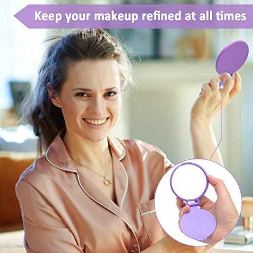 Windspeed 12 Pcs Mini Folding Mirror Round Compact, 2.4 in Small Portable Travel Makeup Mirror Compact Mirror Bulk Round Makeup Mirror for Purse, Women Girls Travel Daily Use