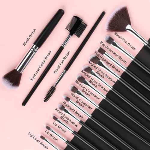 Makeup Brush Set, SOLVE 32 Pieces Professional Makeup Brushes Wooden Handle Cosmetics Brushes Foundation Concealer Powder Face Eye Make up Brushes Kit, Black