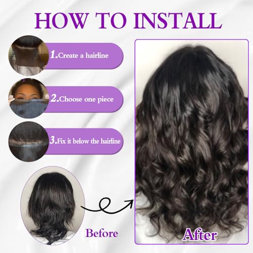 Seamless Body Wave Clip Ins Human Hair Extensions Invisible Weft Clip In Hair Extensions Real Human Hair 16Inch 8Pcs PU Clip ins Remy Hair for Women 18Clips 120g Natural Black