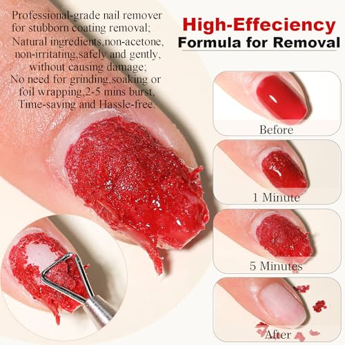 Gel Nail Polish Remover,Gel Remover for Nails No Need to Soak or Wrap, Quickly Remove Nail Polish in 2-5 Minutes, Professional Nail Remover Kit