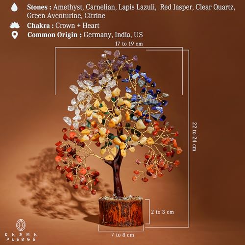 Crystal Tree of Life 7 Chakra Healing Crystals Trees for Home Decor, Office Desk Decor, Boho Decor, Handmade Bonsai Trees for Positive Energy, Money, Good Luck Birthday Gifts for Women, Mom