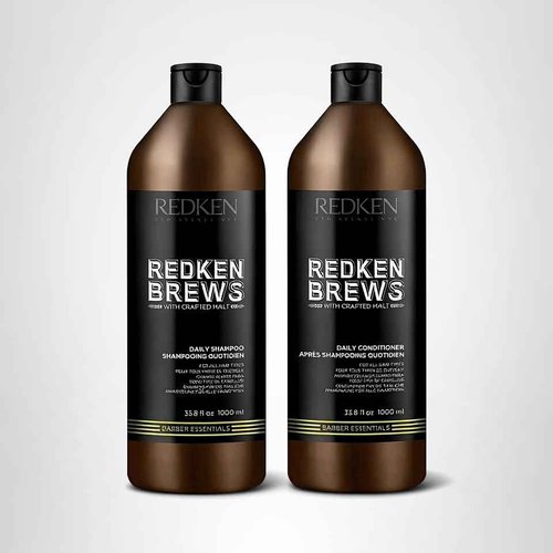 Redken Brews Daily Shampoo & Conditioner Set For Men - For All Men's Hair Types, Adds Moisture & Shine to Dry Hair