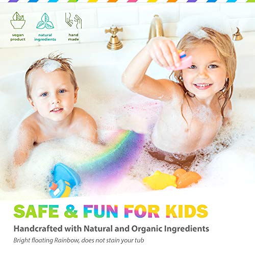 Bath Bombs for Kids - Natural Magic Rainbow BathBombs with Organic Ingredients, Moisturizing, Vibrant Colors & Rich Bubbles, Cloud Bath Bombs, Stocking Stuffers, Christmas Gifts for Kids, Girls, Boys