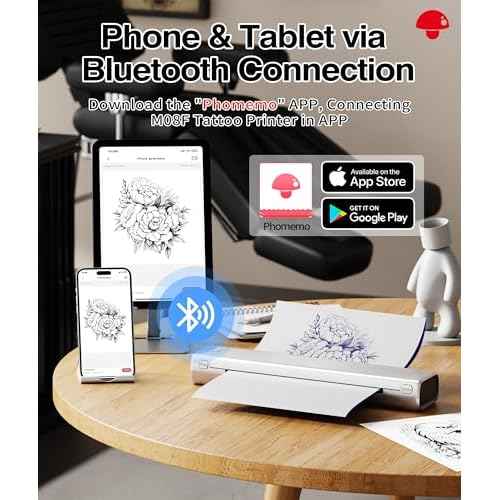 Phomemo Tattoo Stencil Printer with Case, Bluetooth Tattoo Machine with 10pcs Transfer Paper, Thermal Portable Printer for Artists & Beginners, Compatible with Phone & PC, Silver