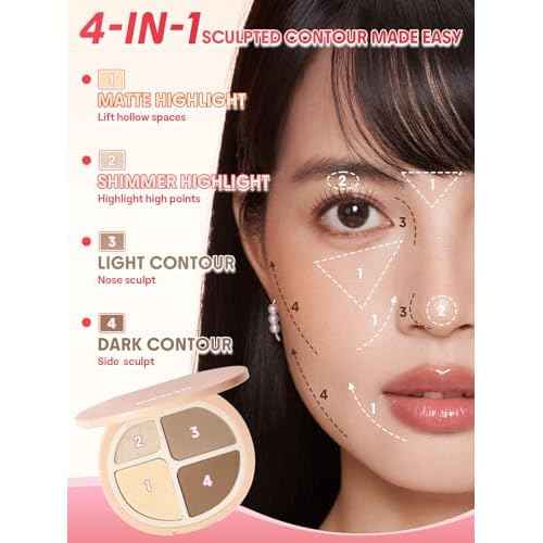 SHEGLAM Hypersculpt Highlight & Contour Palette 4 Shades 2-IN-1 Face Shimmer Highlighter and Matte Contour Bronzer-Warm