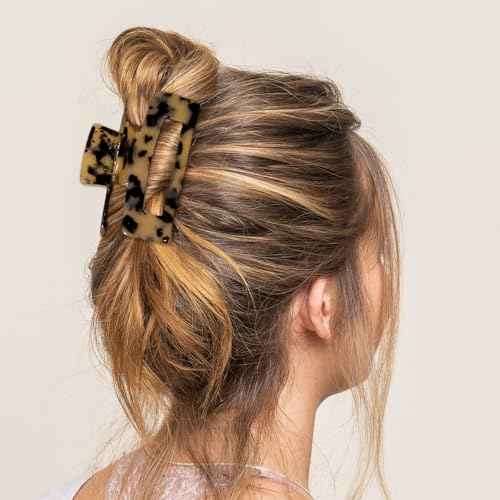 Large Claw Clips 4.1 IN Tortoise Acrylic Stylish Hair Accessories for Thick and Thin Hair 2pc Set Cute Clips for Women Teen Girls (2 Tortoise)