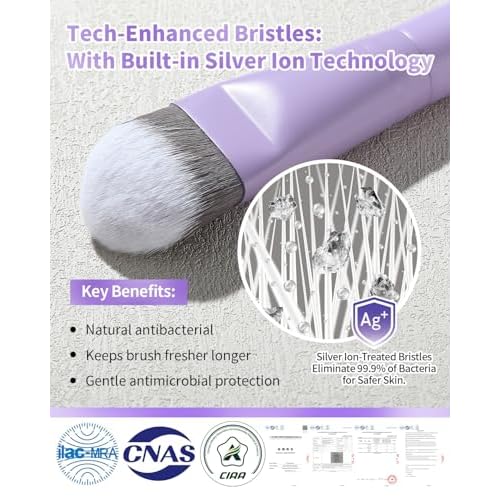 Foundation Brush, EIGSHOW Pro Slanted Foundation Brushes with Silver Ion Bristle - Kabuki Brush for Powder Liquid Cream Buffing Blending (F625P)