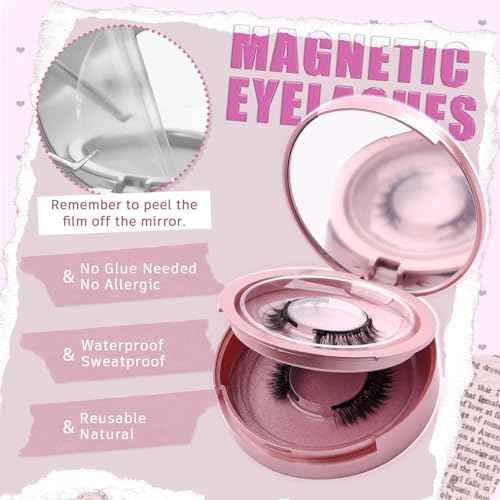FADLASH 2 Pair Magnetic Eyelashes with Applicator Reusable Magnetic Lashes Wispy Lashes No Glue Needed False Eyelash Natural Look (A02)