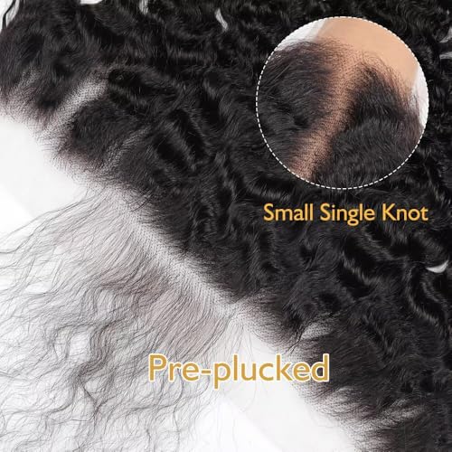 Burmese Curly Clousre Human Hair 5x5 Hd Lace Closure 12a Brazilian Raw Human Hair Pre Plucked With Baby Hair Invisible Ultra-Thin Hd Lace Single Knot Closure Nature Black 14 Inches