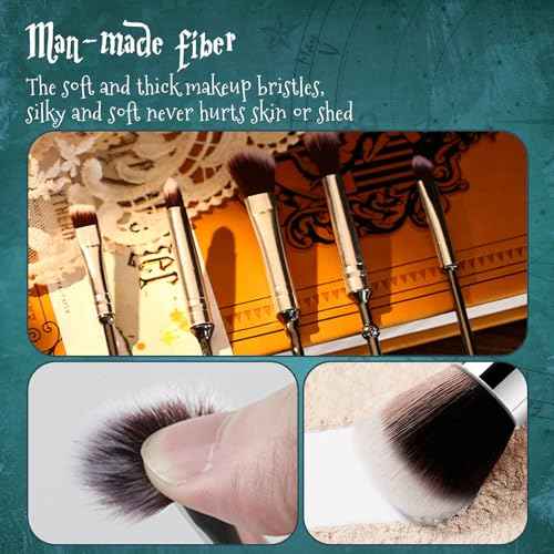 Wi-zard Wand Makeup Brushes Set, Potter Make Up Brush Set for Women Girls 5pcS£¬Best Harry Gifts for kids(Silver)