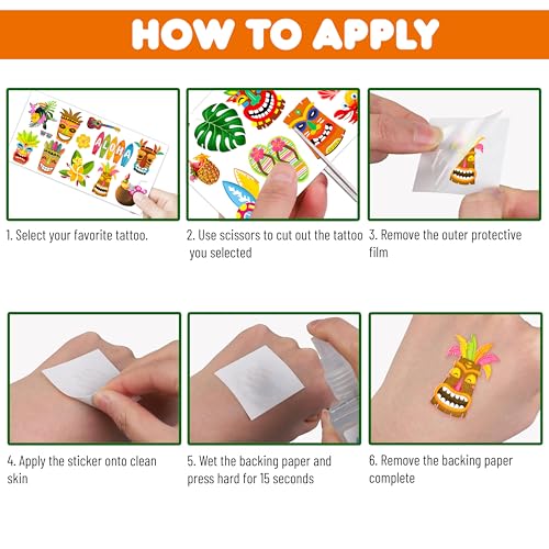 Luau Temporary Tattoos 8 Sheets 99 PCS Hawaiian Party Decorations Favors Supplies Summer Tropical Theme Birthday Cute Stickers Christmas Gifts for Boys Girls Class School Prizes Carnival
