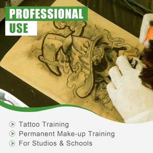 Premium Tattoo Practice Skin (3mm Thick Medical Silicone) - 10PCS Double-Sided Fake Skin Reusable Mat, 7.4"x5.5" Tattoo Skin with Deluxe Gift Box, for Professional Artists