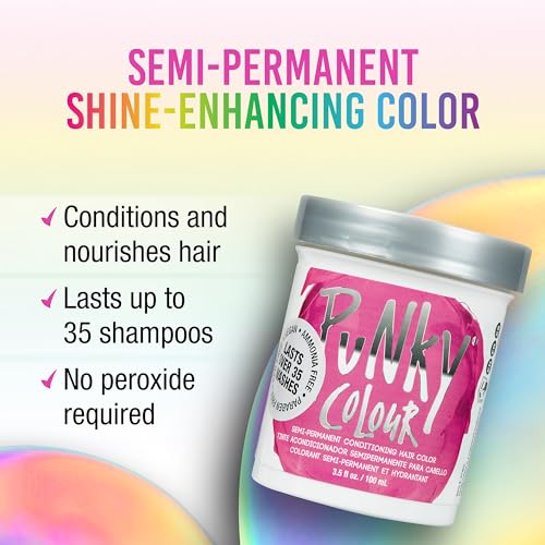 Punky Flamingo Pink Semi Permanent Hair Color - Vegan & Cruelty-Free Conditioning Hair Dye, Lasts Up to 35 Washes, 3.5 fl oz