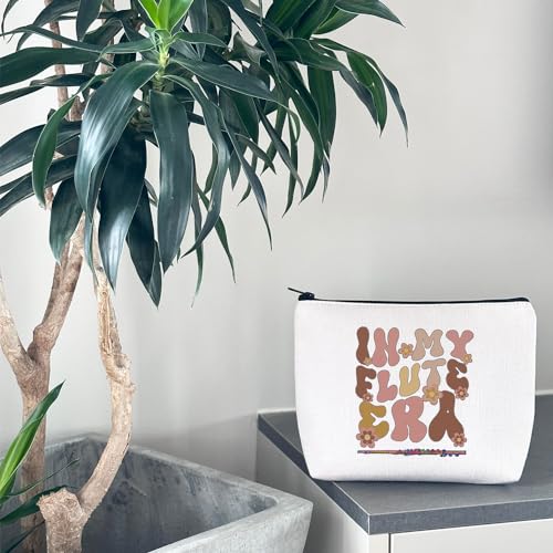 WCGXKO Flute Player Gift - Music Lover Zipper Pouch Makeup Bag (B-Flute Era), Beige