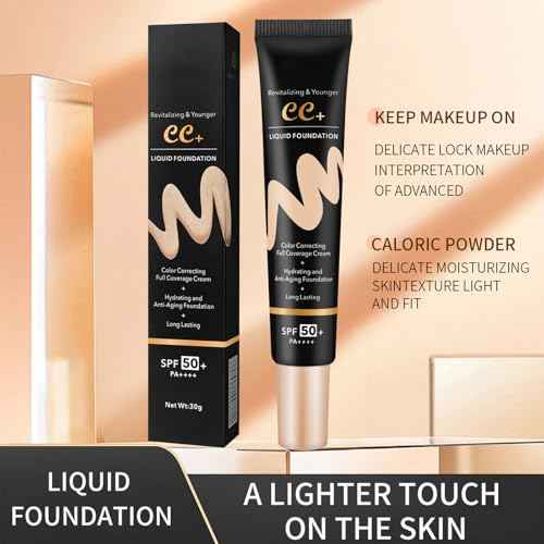 CC Cream Tinted Moisturizer With SPF 50, Color Correcting Foundation, Full Coverage, Blemish Cover, Hydrating & Long-Lasting Matte Finish (Natural)