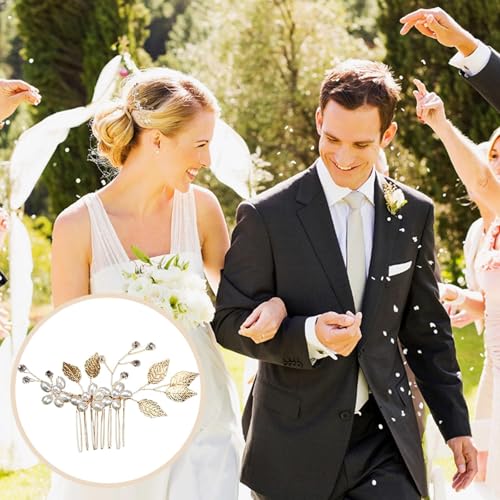 10PCS Gold Leaf Wedding Hair Pins Rhinestone Pearl Hair Jewelry Accessories Crystal Vintage Wedding Hair Styling Pins for Brides Bridesmaids and Flower Girls