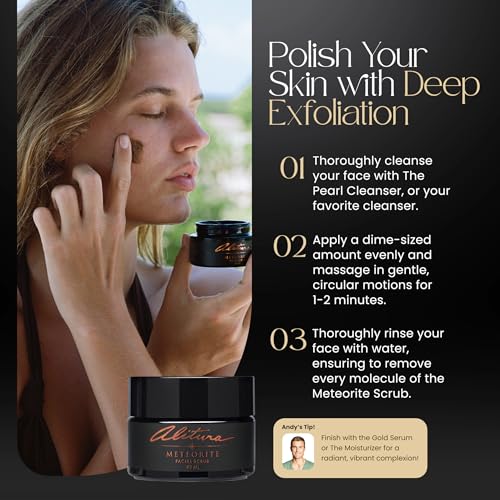 Alitura Meteorite Scrub ? Exfoliating Face & Body Scrub with Pearl Powder & Bamboo Stem Cells ? Brightening & Anti-Aging Exfoliant for Dead Skin, Dark Spots, and Fine Lines ? For Men & Women, 60ml