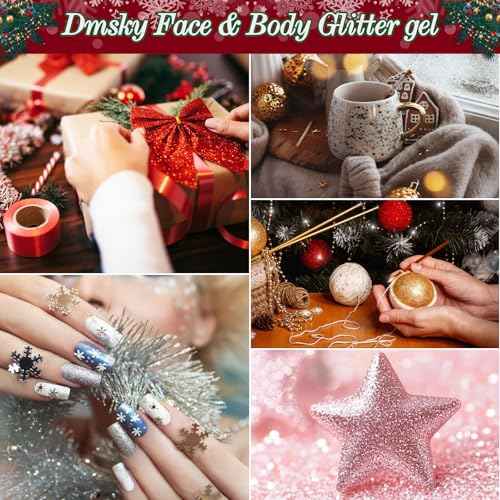 14 Colors Body Glitter,Face Glitter Makeup for Kids Women,Sparkly Chunky Hair Glitter for Eye Lip Nails,Mardi Gras Glitter Makeup Face Paint,Singer Concerts Disco Rave Festival Accessories-Christmas