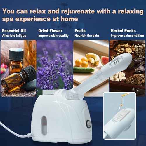 Facial Steamer Nanometer Fine Mist Face Steamer for Facial Deep Cleaning, 360¡ÆCan Rotate The Arm£¬10 Minute Home Facial Spa Mist, Design for Personal Care Use at Home Or Salon Barber