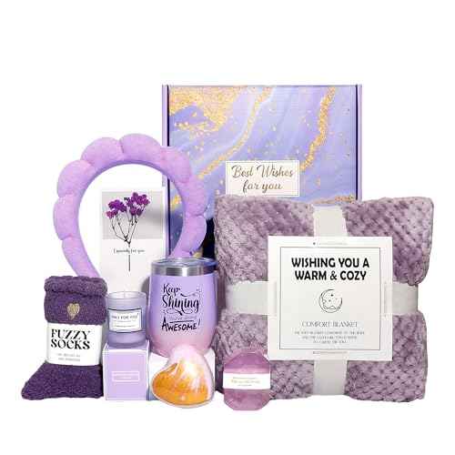 GRANNY SAYS Birthday Gifts for Mom, Spa Gifts for Women, Get Well Soon Gift Baskets, Self Care Gifts for Women, Care Package with Flannel Blanket for Mom, Friendship, Wife, Sister