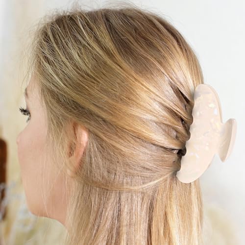 8 Pcs Large Acrylic Hair Claw Clips for Women Non-slip Strong Hold Jaw Clamps for Thick or Thin Hair(Flower,Drenched Color)