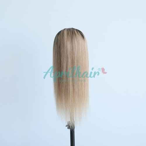 Aprilhair Pre-plucked Ombre #1B/27 Dark Root Honey Blonde 360 Lace Frontal Wigs Straight Glueless 150% Density Brazilian Virgin Human Hair With Baby Hair Full And Thick (10 Inch)