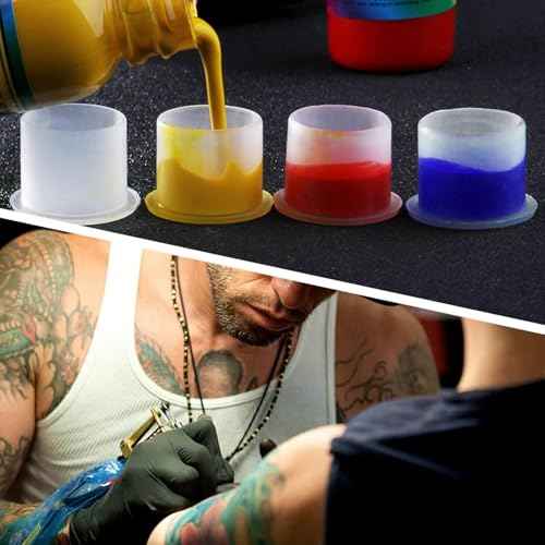 1000pcs Tattoo Ink Cups - Rayyl Tattoo Ink Cups with Base #11mm Clear Plastic Pigment Cups Disposable Tattoo Ink Caps Cups Container Cups for Tattoo Ink and Pigment... (1000pcs-11mm)¡¦