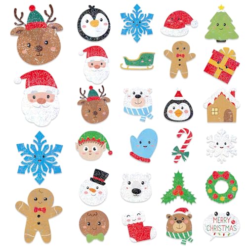 Nosiny 240 Pcs Glitter Christmas Temporary Tattoos Winter Tattoos Bulk Merry Christmas Tattoo Stickers Xmas Tree Snowman Penguin Stocking Stuffers for Eve Gifts Party Favors