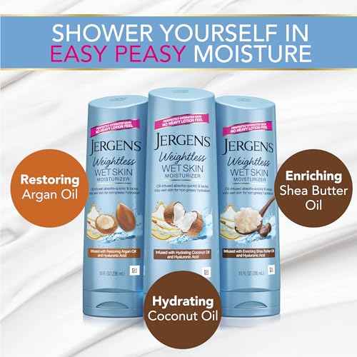 Jergens Wet Skin Body Lotion with Coconut Oil, In Shower Lotion for Dry Skin, Fast-Absorbing, Non-Sticky, Dermatologist Tested, 10 Ounce