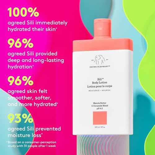 Drunk Elephant Sili Body Lotion - 240 ml/8 fl oz - Lightweight Daily Lotion - Clean Clinical Skincare - Cruelty-Free - Dermatologist Tested - Free of Essential Oils, Silicones, and Fragrance