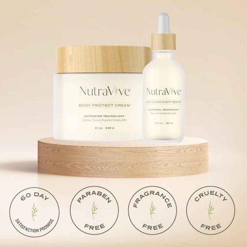 Skin Firming & Rejuvenation Duo: Body Protect Cream (8.1 Oz) & Anti-Aging Night Serum (1.7 Fl Oz) - Promotes Firm, Soft, and Supple Skin with Anti-Aging Benefits