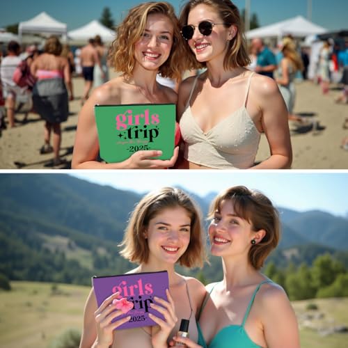 6 Pcs Girls Trip Gifts Set - Insulated Makeup Cosmetic Travel Bag Kit for Women, Bachelorette Weekend Favors, Spa Vacation Essentials, Mother's Day Christmas Birthday Gift for Friends Daughter