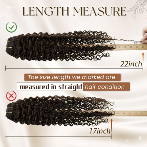 Hetto Curly Clip in Hair Extensions Human Hair 18inch 120g 7pcs #2 Darkest Brown Curly Clip in Human Hair Extensions Natural Wavy Clips in Extension Human Hair