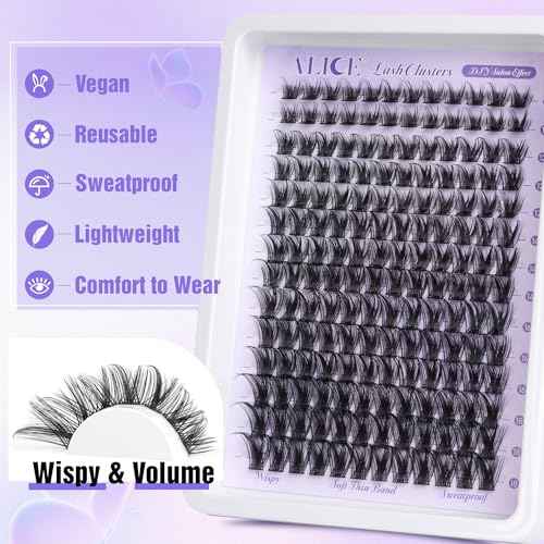 ALICE Lash Clusters Wispy Eyelash Clusters 10-18mm 168pcs Cluster Eyelash Extensions Natural Volume Lash Extensions DIY Individual Lashes Clusters with Soft Thin Band