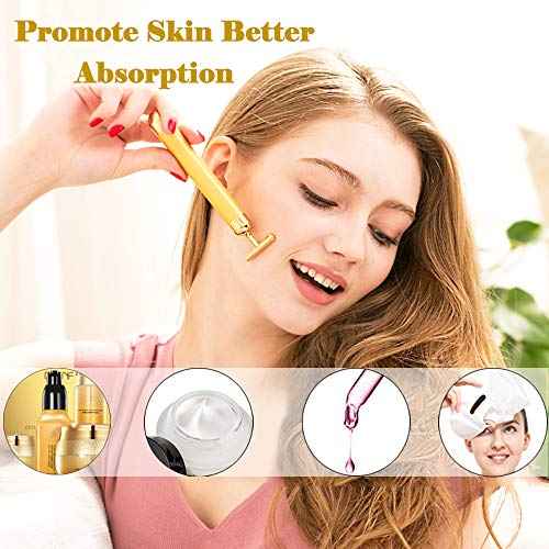 Amirce Face Massager Roller Golden 3D Roller Electric Facial Roller and T Shape Facial Roller Massager Kit Face Rollers