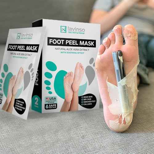 Lavinso Foot Peel Mask for Dry Cracked Feet ? 2 Pack Peeling Mask Removes Dead Skin and Calluses - Exfoliating for Soft Baby Feet, Original Scent