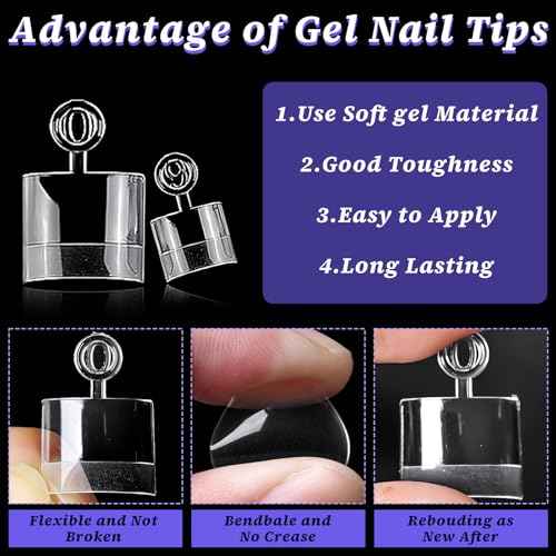 240pc French Fake Toenails Gel Toe Nail Tips Clear Press on Toenail, Short Square Toes Fake Nails Tips Clear Gel Toenails Extrension False Toe Nail Press ons Feet Artificial Toenail Tip Half Cover