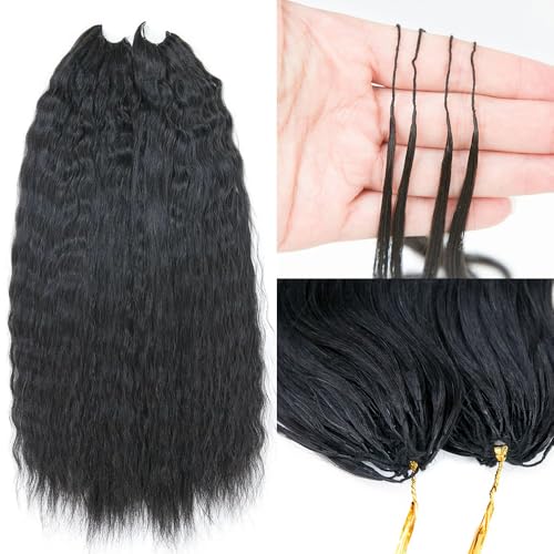 Feather Crochet Human Hair Extensions Wet and Wavy Knotless Pre-Separated Crochet Hair Extensions Human Hair With String In The Middle Braid 18inch 60g
