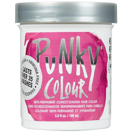 Punky Flamingo Pink Semi Permanent Hair Color - Vegan & Cruelty-Free Conditioning Hair Dye, Lasts Up to 35 Washes, 3.5 fl oz