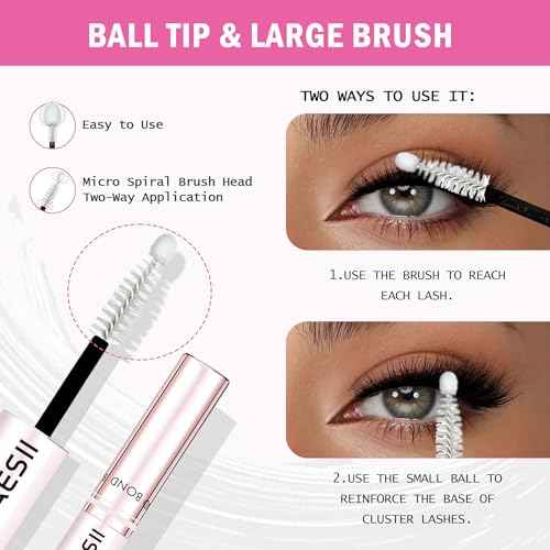 Lash Cluster Glue Lash Bond and Seal Waterproof Lash Glue for Eyelash Clusters 10ml Bond and Seal 2-in-1 Home Use Strong Hold 72H